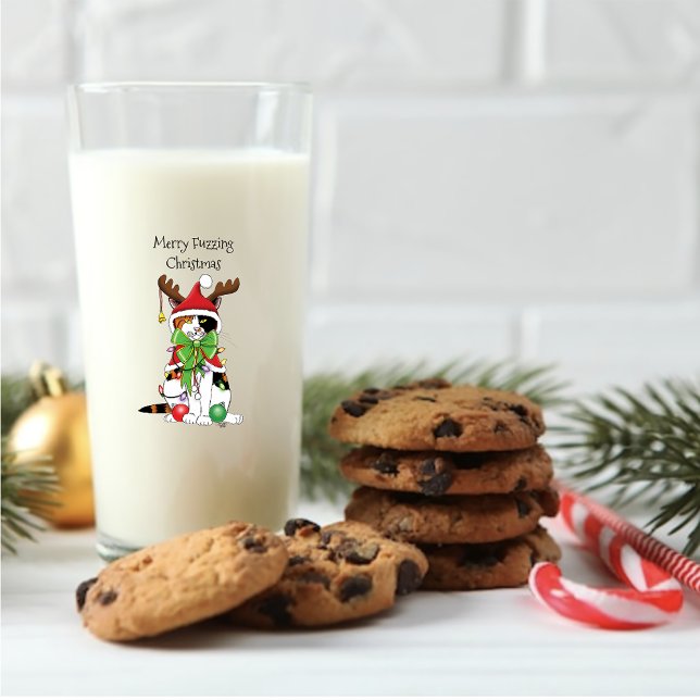 Funny Christmas Calico Cat Glass (Creator Uploaded)