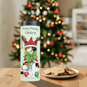 Funny Christmas Calico Cat Thermal Tumbler