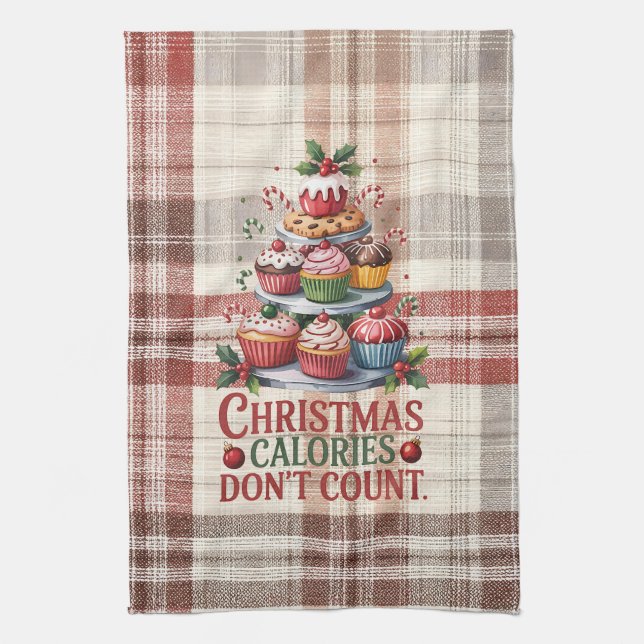 Funny Christmas Calories Don't Count Kitchen Towel (Vertical)