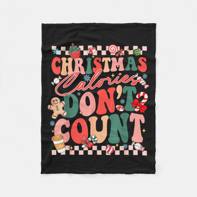 Funny Christmas Calories Don't Count Xmas Cookie  Fleece Blanket (Front)