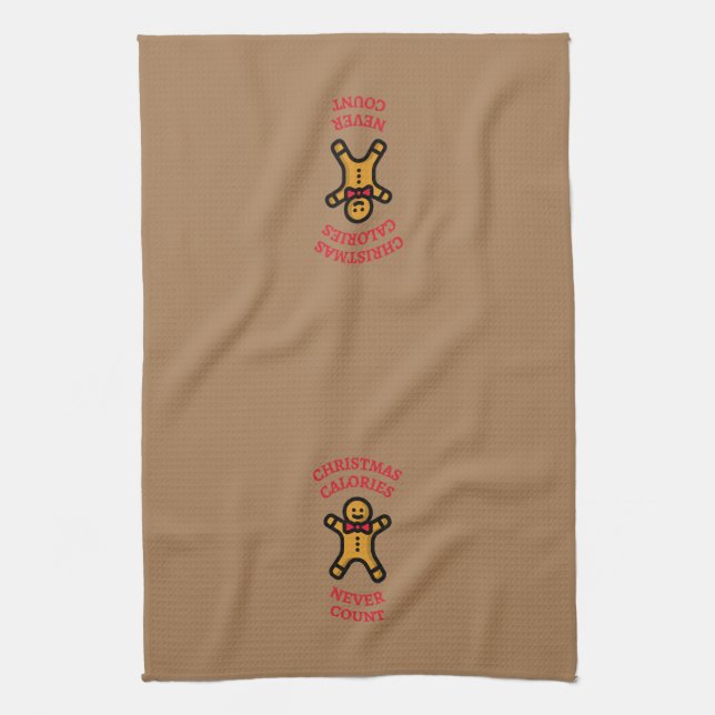 Funny Christmas Calories Never Count Gingerbread Kitchen Towel (Vertical)