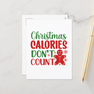 Funny Christmas calories word art Holiday Postcard