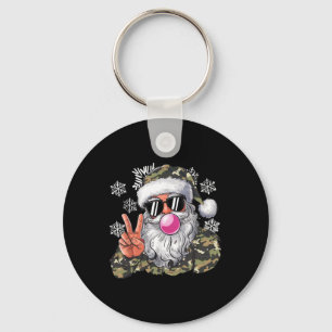 Funny Christmas Camouflage Camo Santa Hello Huntin Keychain