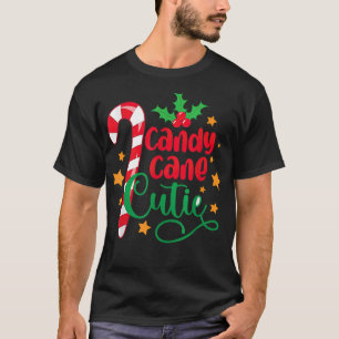 Funny Christmas Candy Cane Cutie Girls Xmas Pajam T-Shirt