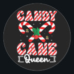 Funny Christmas Candy Cane Queen Matching Family C Classic Round Sticker<br><div class="desc">Funny Christmas Candy Cane Queen Matching Family Christmas</div>