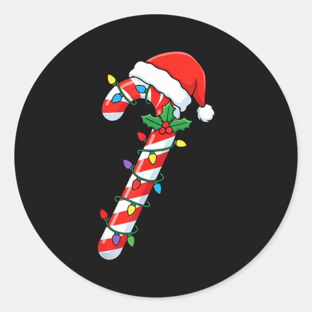 Funny Christmas Candy Canes Santa Xmas Kids Men Wo Classic Round Sticker (Front)