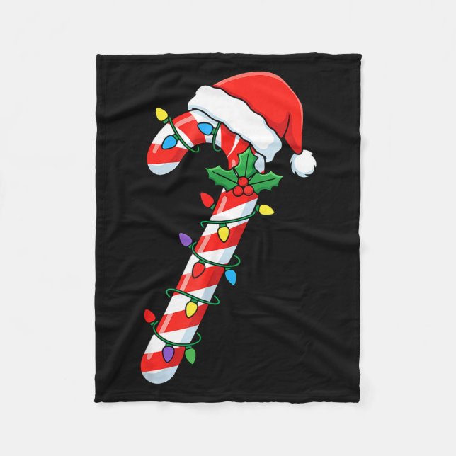 Funny Christmas Candy Canes Santa Xmas Kids Men Wo Fleece Blanket (Front)