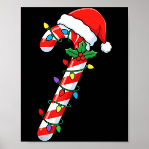 Funny Christmas Candy Canes Santa Xmas Kids Men Wo Poster