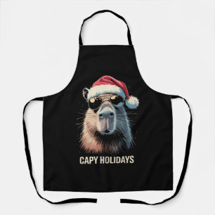 Funny Christmas Capy Holidays Xmas Capybara Apron