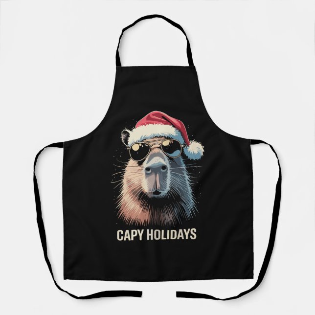 Funny Christmas Capy Holidays Xmas Capybara  Apron (Front)