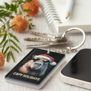 Funny Christmas Capy Holidays Xmas Capybara Keychain