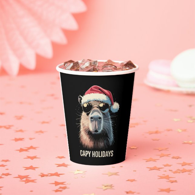 Funny Christmas Capy Holidays Xmas Capybara  Paper Cups (Insitu)