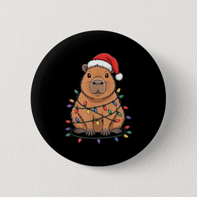 Funny Christmas Capybara Cute Cartoon Desing  2 Inch Round Button (Front)