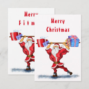 Funny Christmas Card Bodybuilder Santa Claus