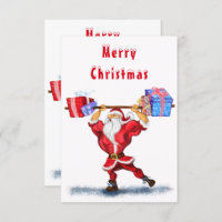 Funny Christmas Card Bodybuilder Santa Claus
