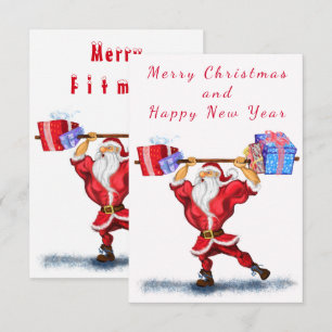 Funny Christmas Card Bodybuilder Santa with Gifts