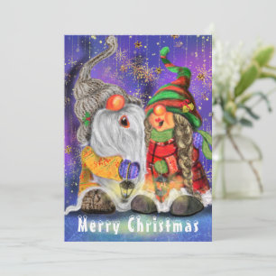 Funny Christmas Card Happy Cople Gnome
