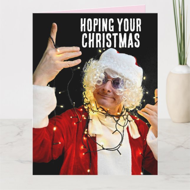 FUNNY CHRISTMAS CARD "LIT!" SANTA GUY BIG (Front)