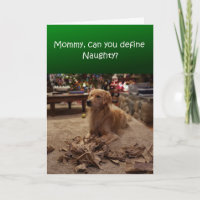 Funny Christmas card, Naughty dog shredding paper 