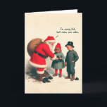 Funny Christmas Card - Santa's Naughty List Kids<br><div class="desc">Celebrate the Holiday Season in style with this funny Christmas card featuring a vintage-inspired painting of Santa Claus giving lumps of coal to children, and a note inside the front cover that reads "Hopefully this is the year that you finally make it off the naughty list.". This festive holiday card...</div>