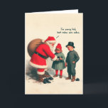 Funny Christmas Card - Santa's Naughty List Kids<br><div class="desc">Celebrate the Holiday Season in style with this funny Christmas card featuring a vintage-inspired painting of Santa Claus giving lumps of coal to children, and a note inside the front cover that reads "Hopefully this is the year that you finally make it off the naughty list.". This festive holiday card...</div>