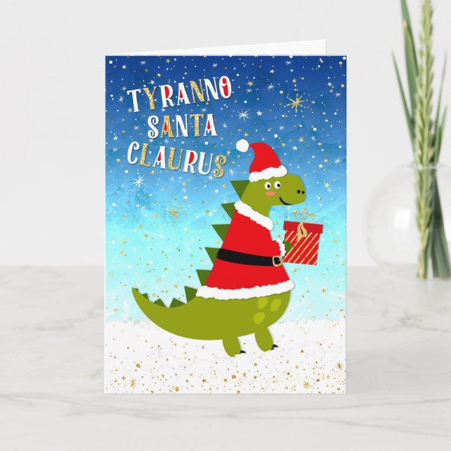 Funny Christmas Card - TyrannoSantaClaurus (Front)