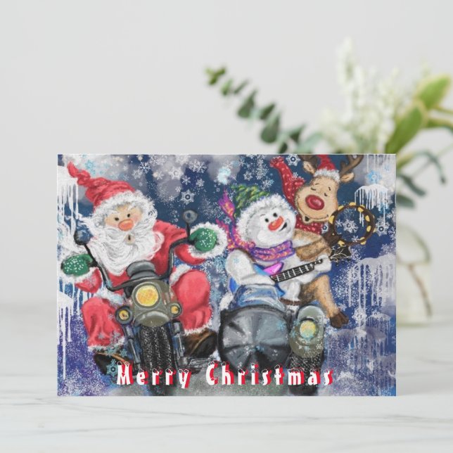 Funny Christmas Card with Happy Friends (Standing Front)