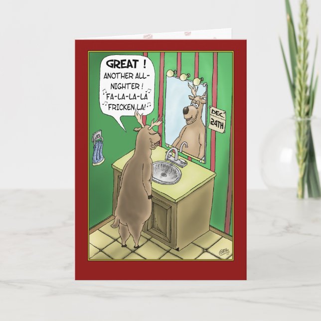 Funny Christmas Cards: All-Nighter Holiday Card (Front)