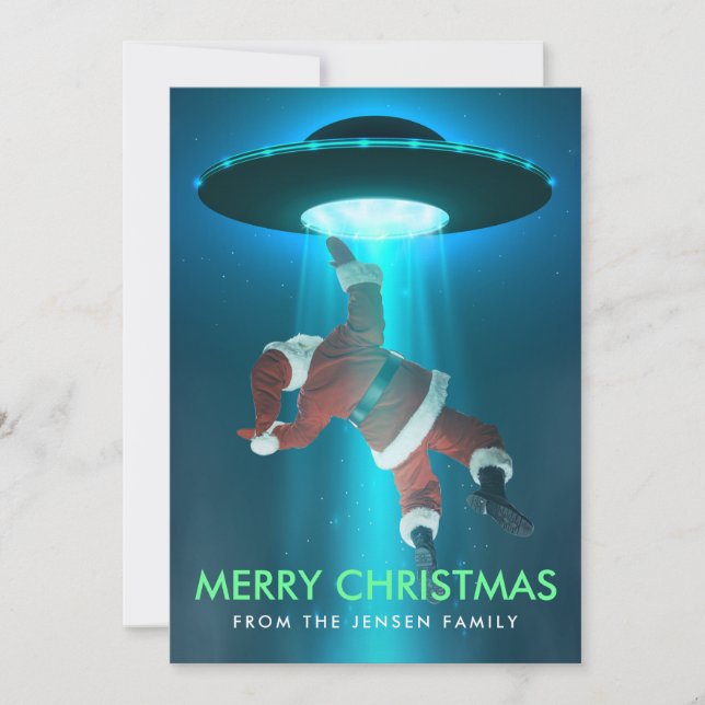 Funny Christmas Cards | Holiday Cards | Santa UFO (Front)