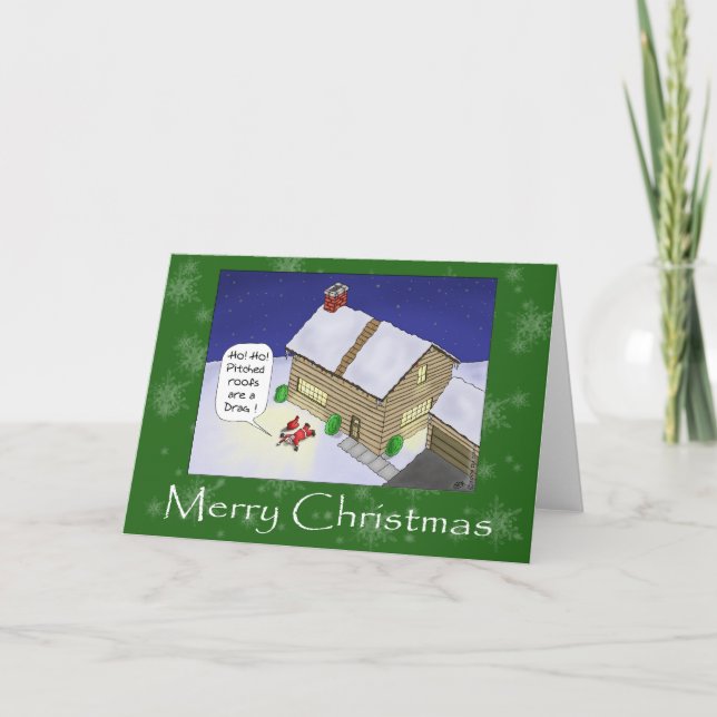 Funny Christmas Cards: Pitched Roofs Holiday Card (Front)