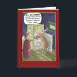 Funny Christmas Cards: Raiding the Fridge Holiday Card<br><div class="desc">A cartoon Christmas greeting card with a cartoon of Rudolph getting caught in the act of grabbing a snack for the road. The inside of the card reads “Wishing you a very Merry Christmas and Happy Holidays filled with fun…food and family.</div>