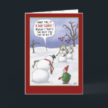 Funny Christmas Cards: Size Matters Holiday Card<br><div class="desc">A cartoon Christmas greeting card with a cartoon of a Snowman letting a kid know how displeased he is with the choices he has made in putting him together. The inside of the card reads “Wishing you a very Merry Christmas and Happy Holidays filled with fun…food and family.</div>