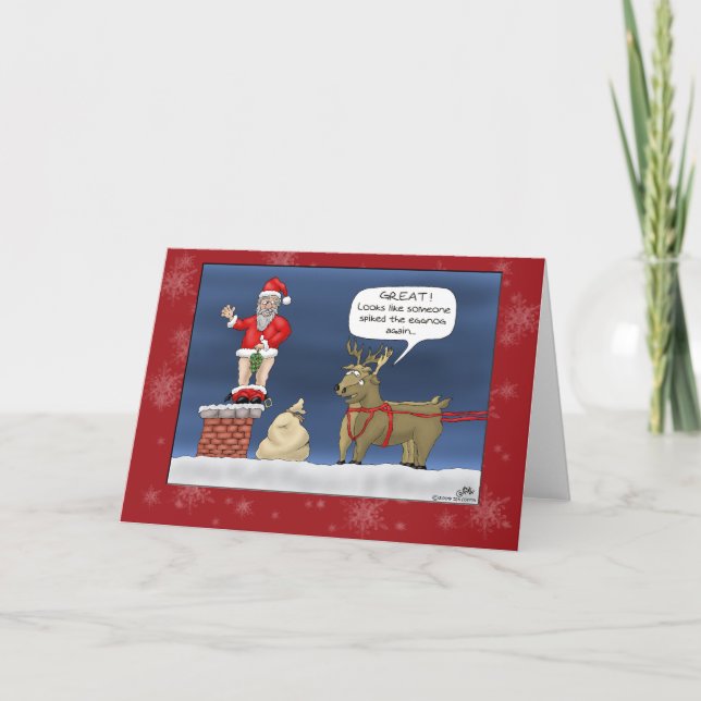 Funny Christmas Cards: Spiked the Eggnog Holiday Card (Front)