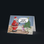 Funny Christmas Cards: Stop Judging Holiday Card<br><div class="desc">A cartoon Christmas greeting card with a cartoon of a little girl giving Santa the “What for” about his naughty and nice list. The inside of the card reads “Hoping you and yours have a very Merry Christmas.</div>