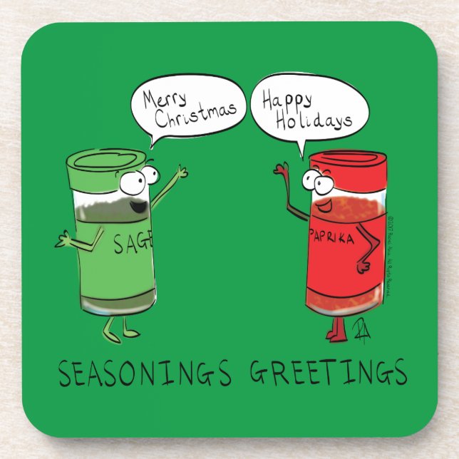 Funny Christmas Cartoon Cooking Spices Coaster (Front)