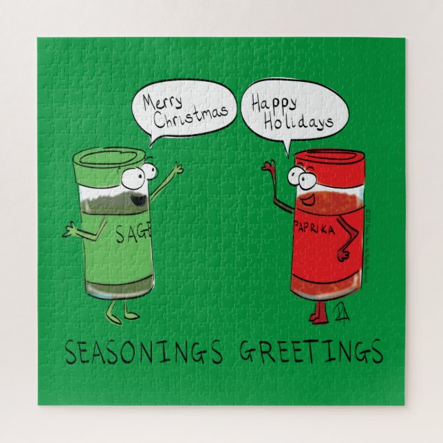 Funny Christmas Cartoon Cooking Spices Jigsaw Puzzle (Vertical)