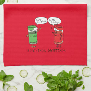 Funny Christmas Cartoon Cooking Spices Kitchen Towel