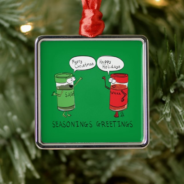 Funny Christmas Cartoon Cooking Spices Metal Ornament (Tree)
