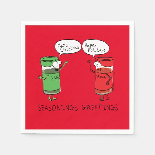 Funny Christmas Cartoon Cooking Spices Napkin (Front)