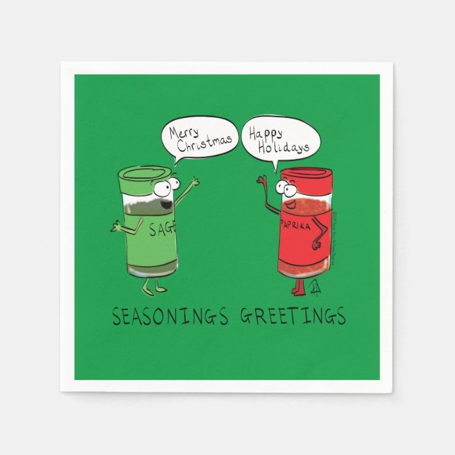 Funny Christmas Cartoon Cooking Spices Napkin (Front)