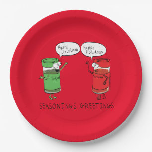 Funny Christmas Cartoon Cooking Spices Paper Plate