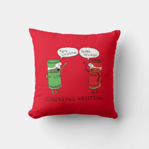 Funny Christmas Cartoon Cooking Spices Throw Pillow