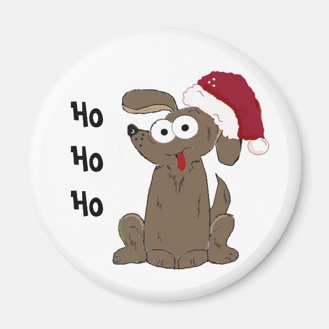 Funny Christmas Cartoon Dog Magnet (Front)