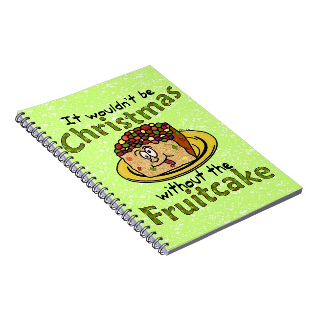 Funny Christmas Cartoon Fruitcake Notebook (Right Side)