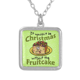 Funny Christmas Cartoon Fruitcake Silver Plated Necklace