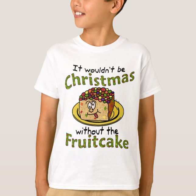 Funny Christmas Cartoon Fruitcake T-Shirt (Front)