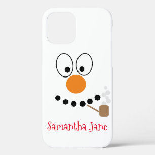 Funny Christmas Cartoon Snowman Face iPhone 12 Pro Case