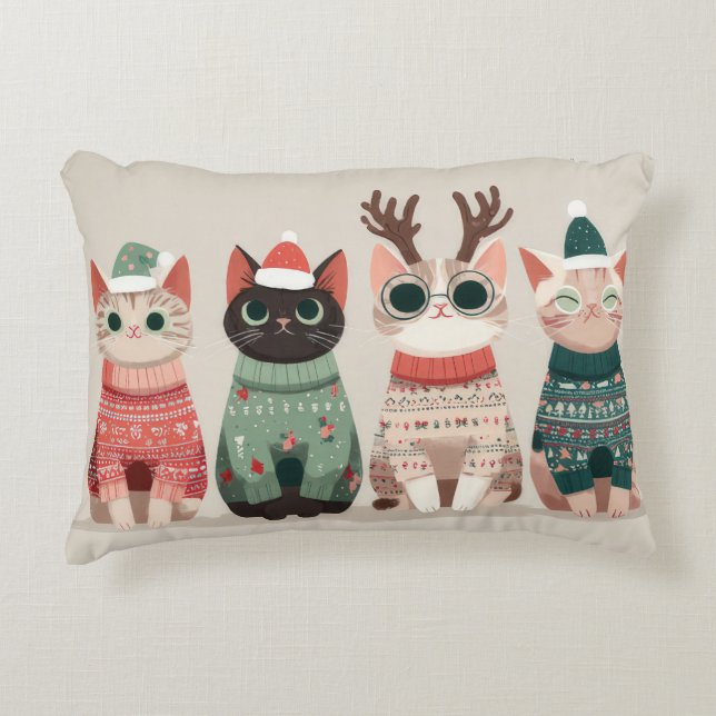 Funny Christmas Cat  Accent Pillow (Front)