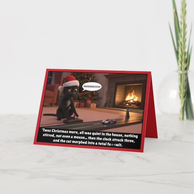 Funny Christmas cat card (Front)
