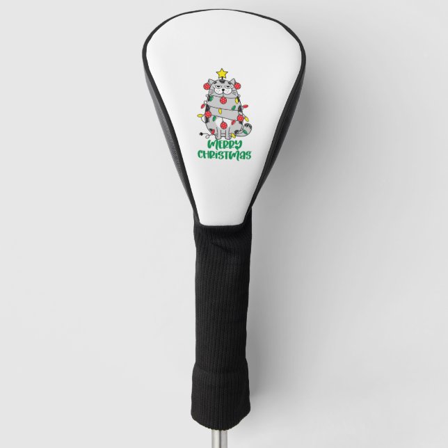 Funny Christmas Cat Closeup Golf Head Cover (Front)
